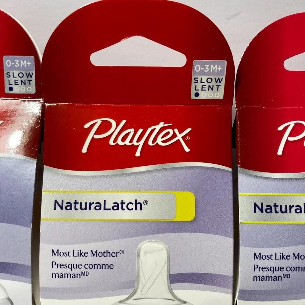 Playtex NaturaLatch Slow Flow Silicone Nipples Baby Bottle 0-3M+ (4) 2 Packs